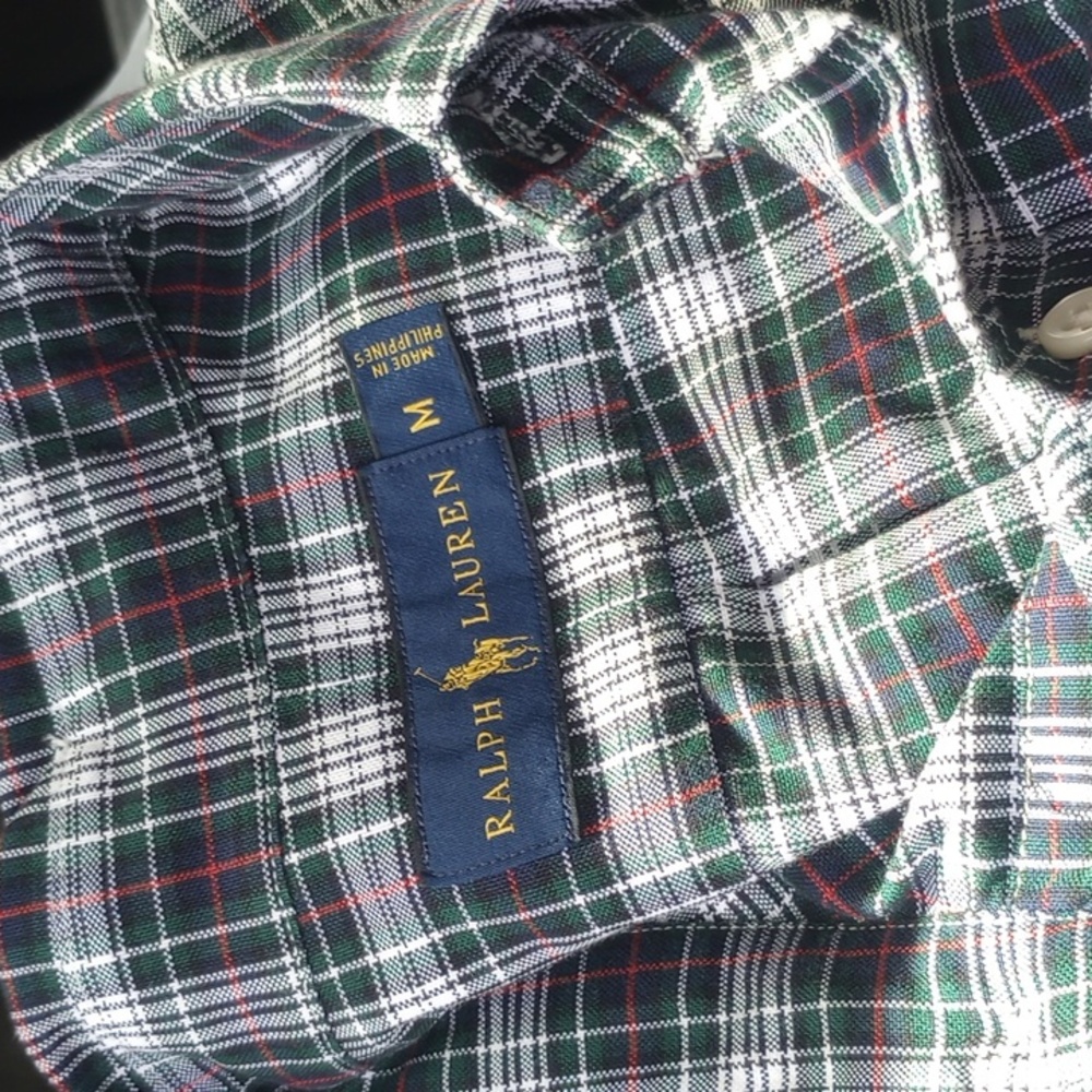Ralph Lauren Green and Red Casual Button Down Shirt